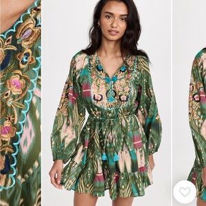 Embroidered Green Boho Dress
